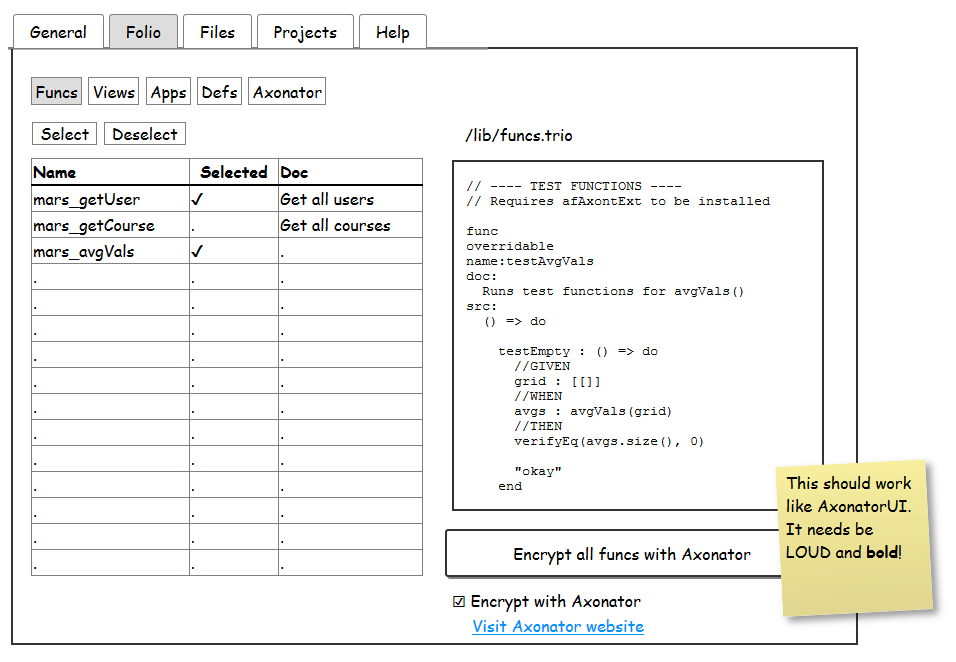 Pod Builder - design of the Folio / Axon View