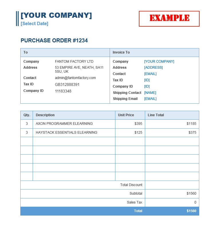 purchase order sample image