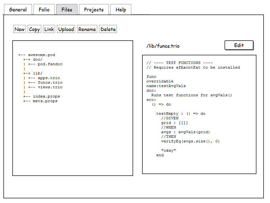 Pod Builder - design of the Files View