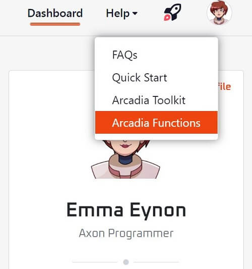 arcadia help menu
