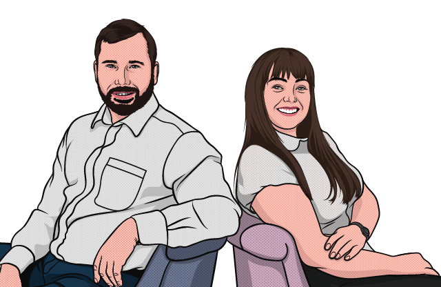 Steve and Emma Eynon relaxing in chairs