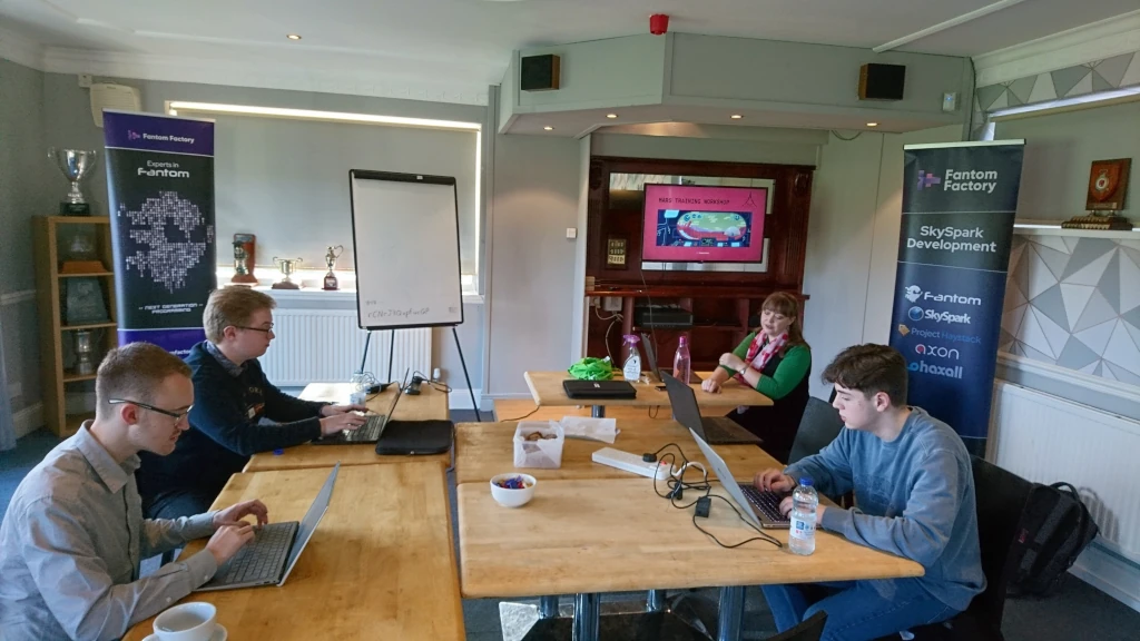 A photo of some of the Fantom Factory team, working hard!